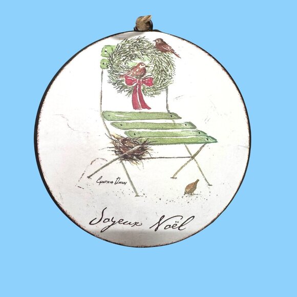 Christmas Wall Hanging Décor Set Of 3 Joyeux Noël Cynthia Dunn Rustic Ornaments - Picture 4 of 6